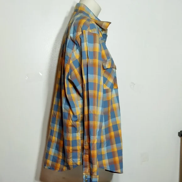 Wrangler Western Multi Plaid Pearl Snap Long Sleeve Shirt Sz XL - Picture 3 of 8